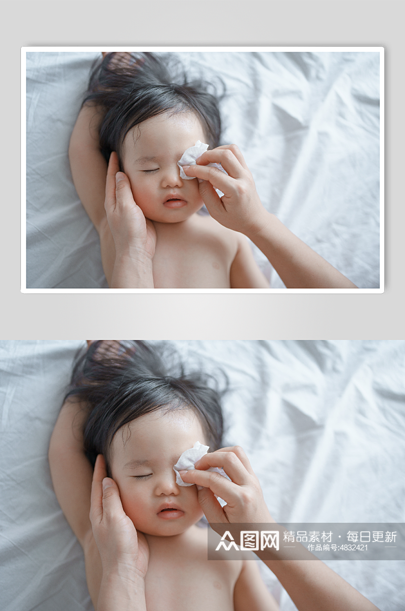 可爱婴幼儿护肤擦脸人物摄影图素材