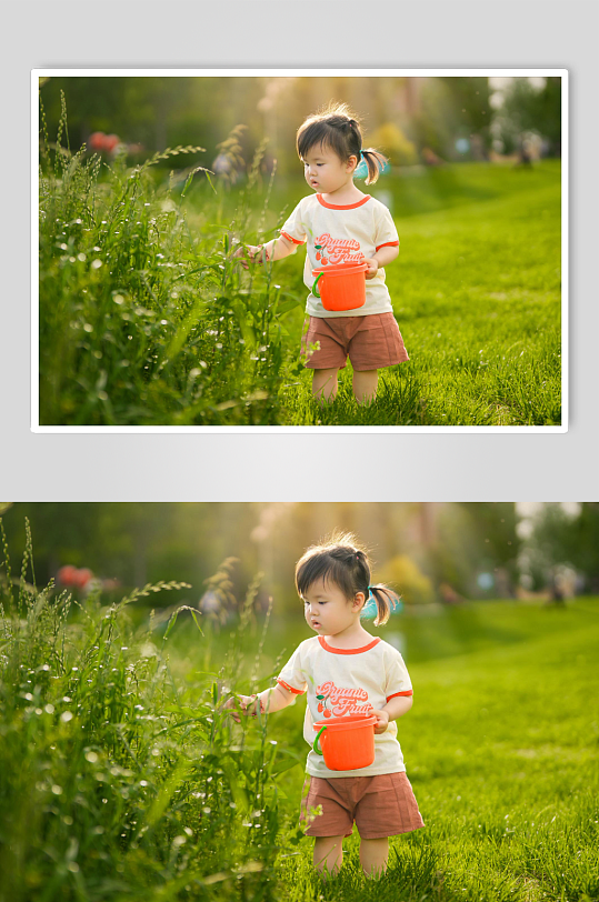 夏日小女孩童装休闲穿搭摄影图-众图网