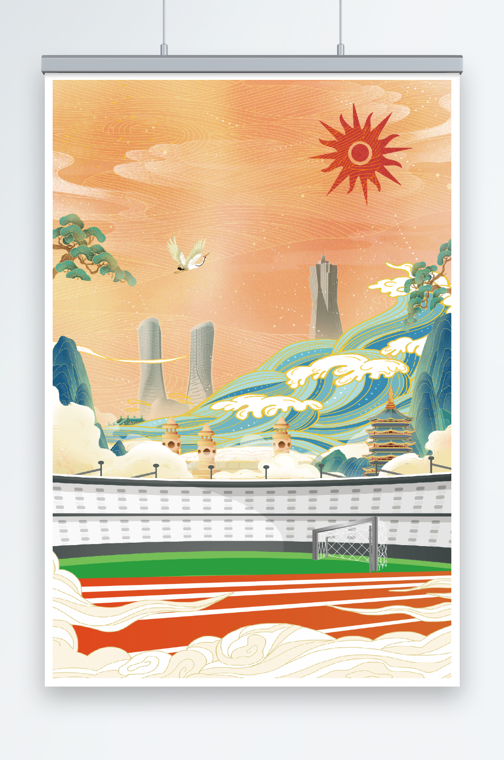 高端简约国潮风插画素材
