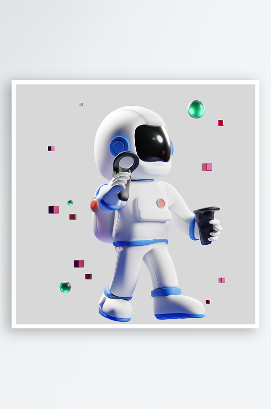 立体卡通宇航员模型-众图网