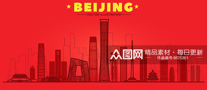 插画风北京印象海报素材
