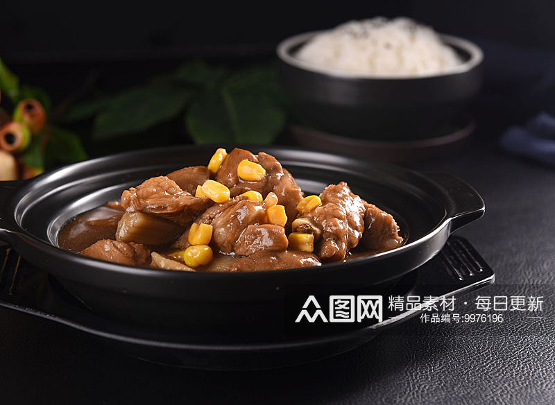 黄焖鸡米饭美食高清摄影素材