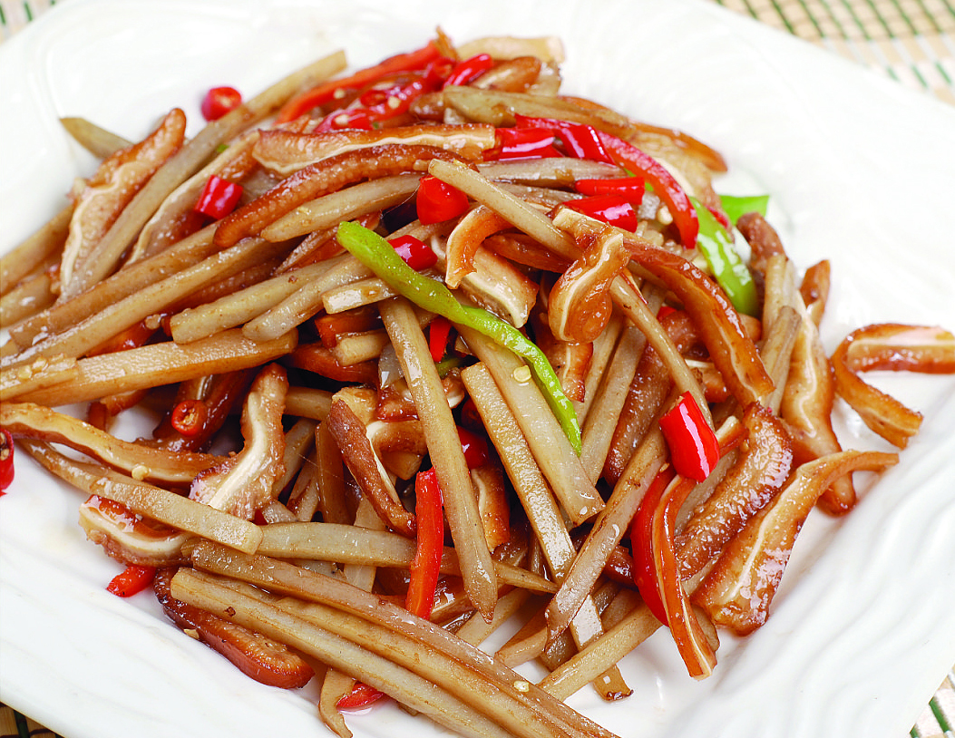 泡藕丝爆耳尖美食高清摄影图素材