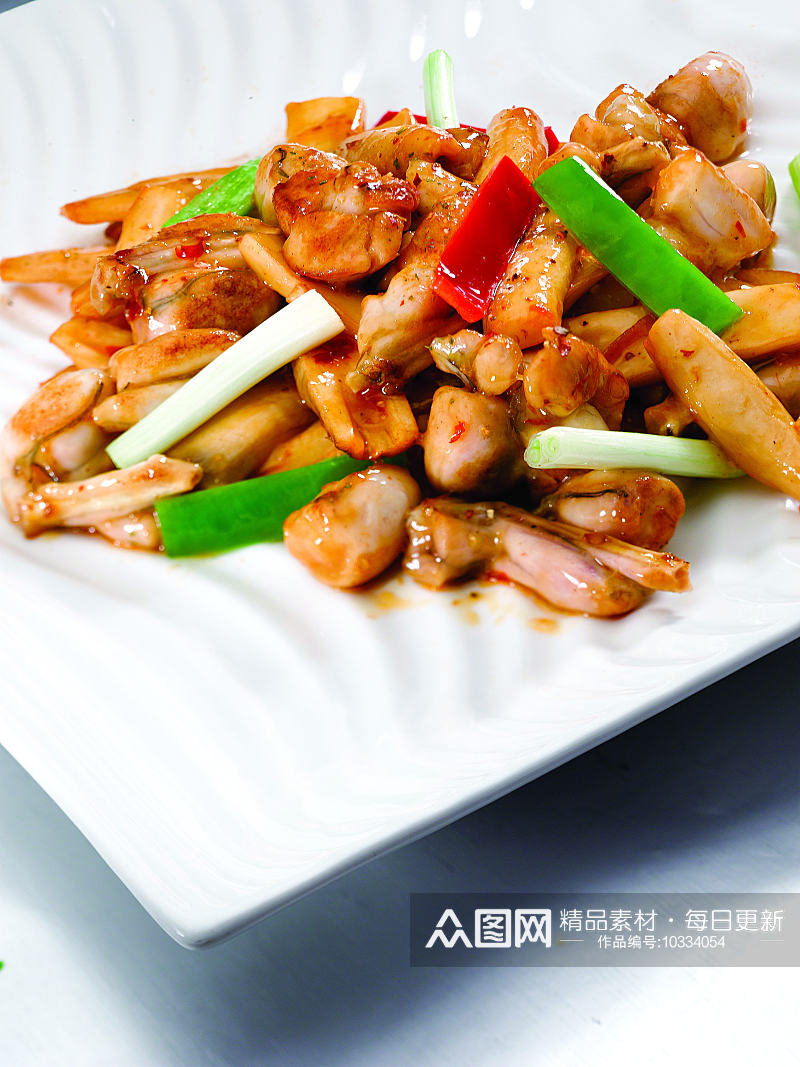 鱼香鸡腿菇炒石蛤美食高清摄影图素材