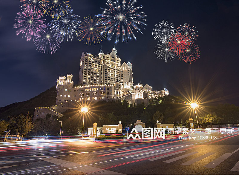 现代城市大连傍晚夜景素材