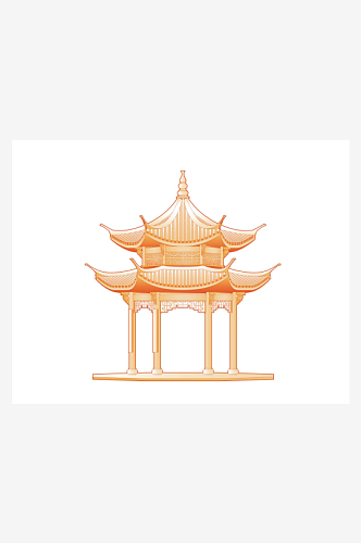 杭州城市地标建筑剪影插画