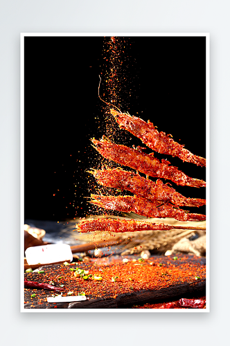 烤虾4海鲜烧烤摄影图
