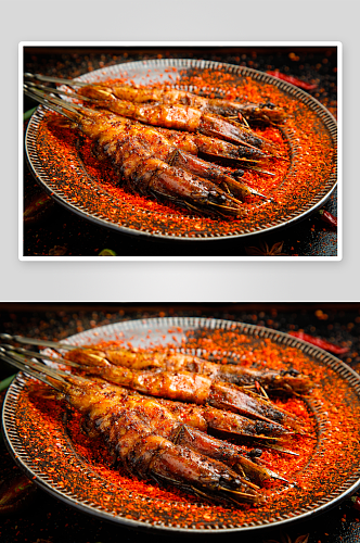 烤虾7海鲜烧烤摄影图