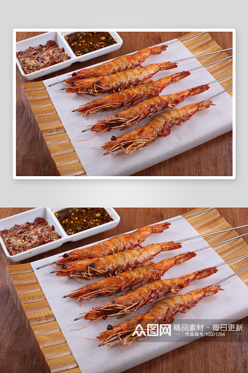 烤虾海鲜烧烤摄影图素材