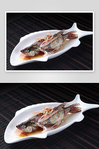 河鲜清蒸桂鱼高清摄影图