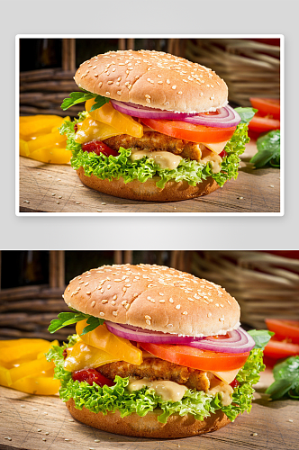 西式快餐汉堡美食高清摄影图