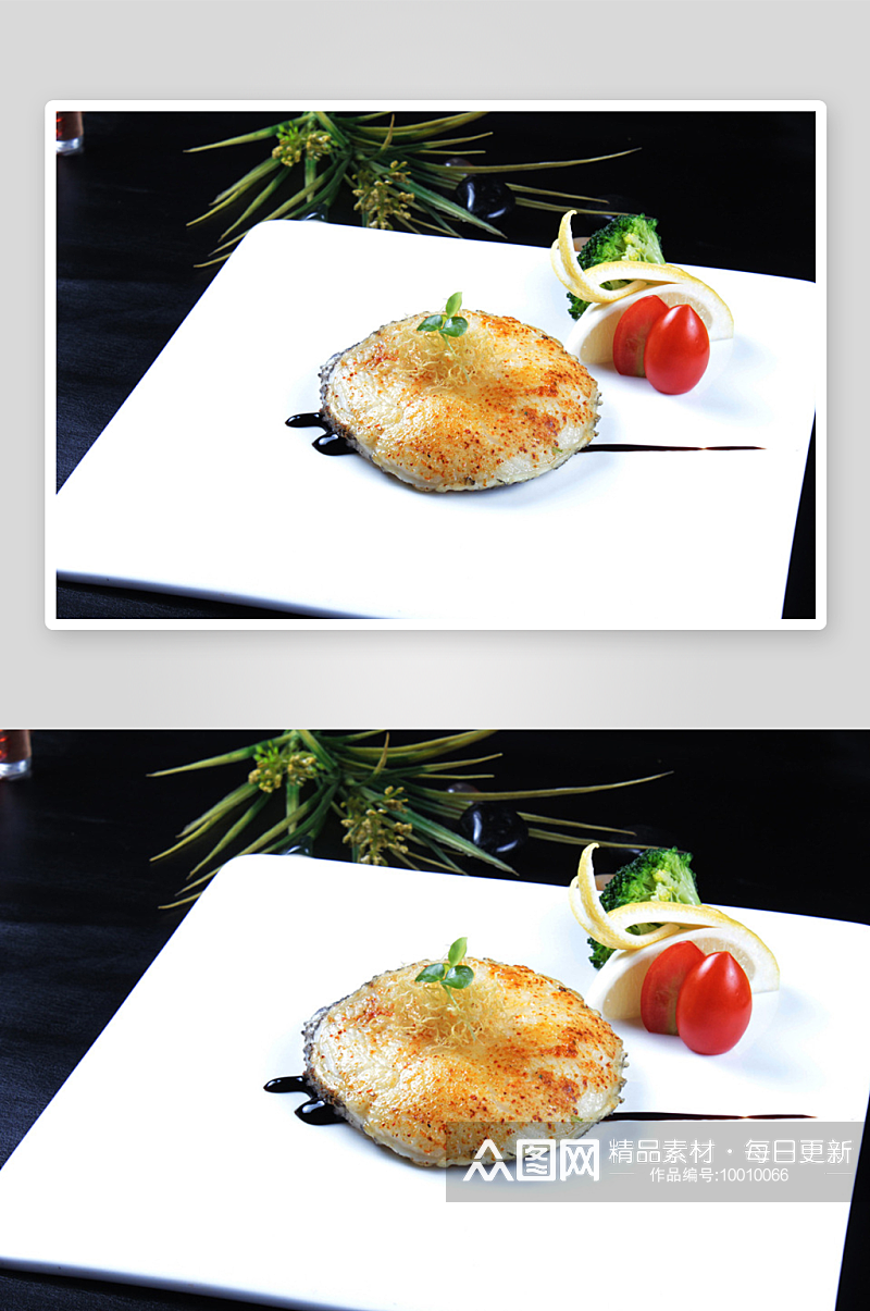 香煎深海银鳕鱼美食高清摄影图素材