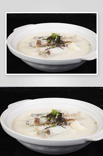 鱼脊骨炖豆腐美食高清摄影图
