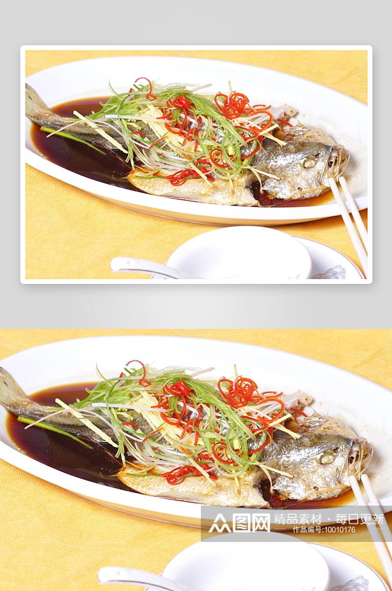 葱油大黄鱼美食高清摄影图素材