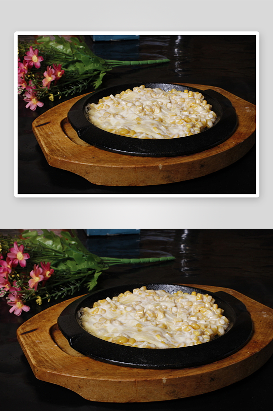 铁板芝士玉米美食高清摄影图