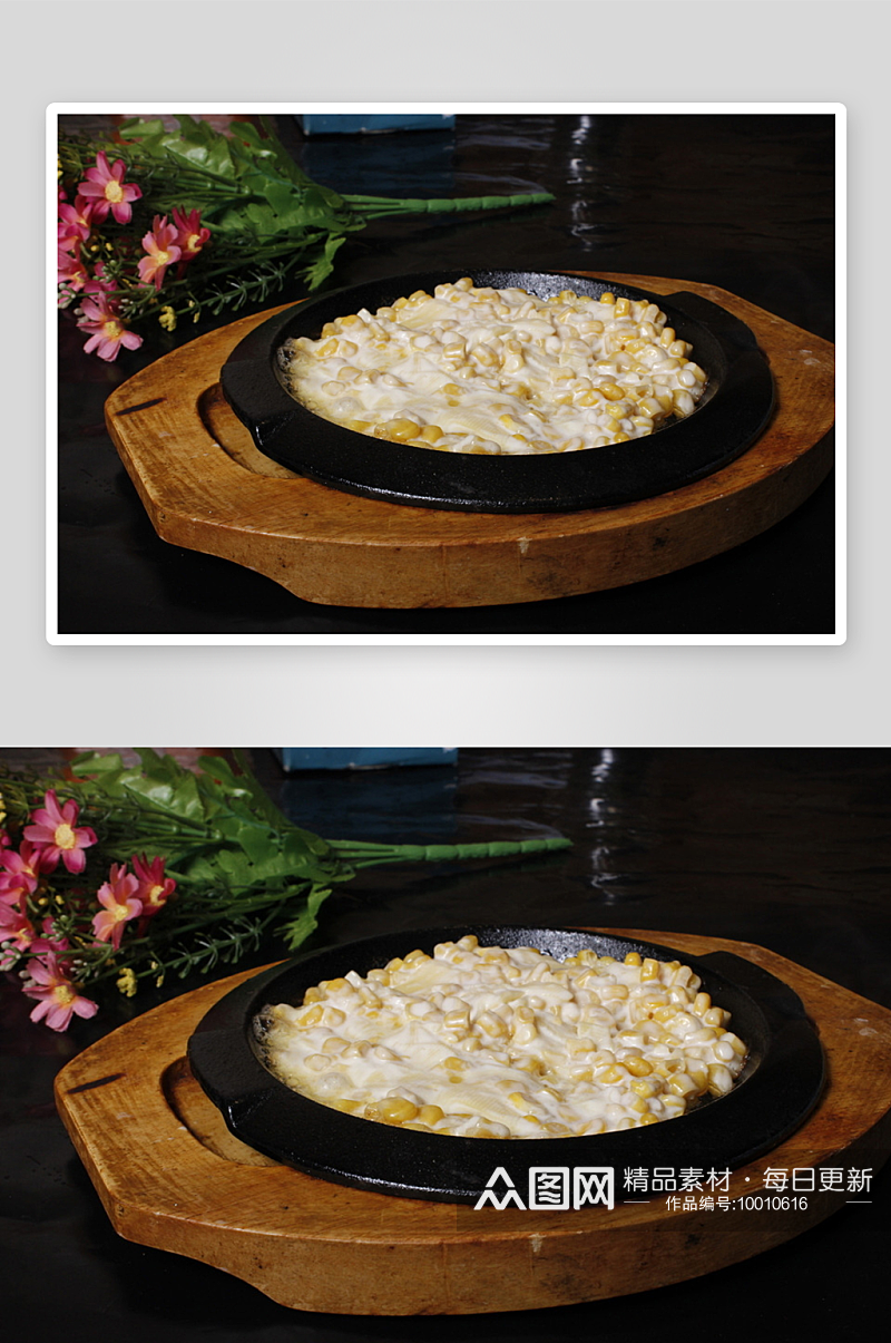 铁板芝士玉米美食高清摄影图素材