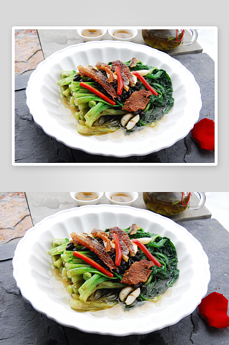 豆豉鲮鱼油麦菜高清摄影图