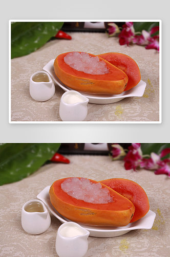 木瓜炖燕窝高清摄影图