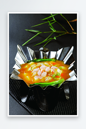 海棠鲜虾滑豆腐高清摄影图