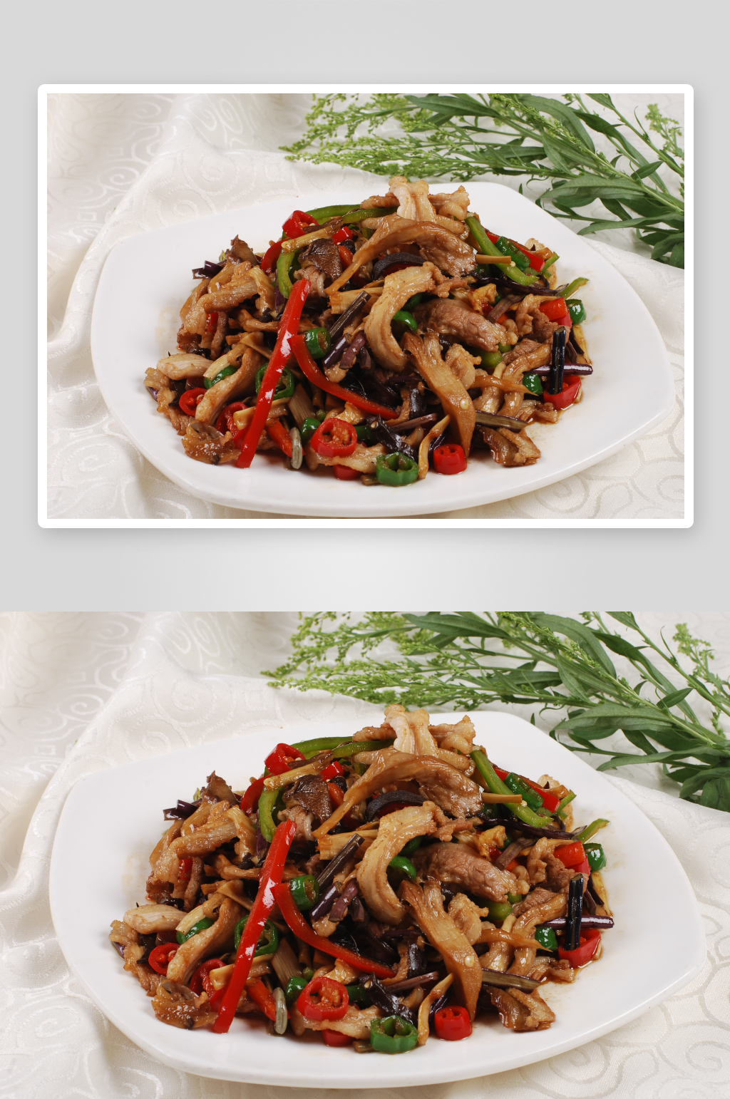 什锦野菜炒肉高清摄影图素材