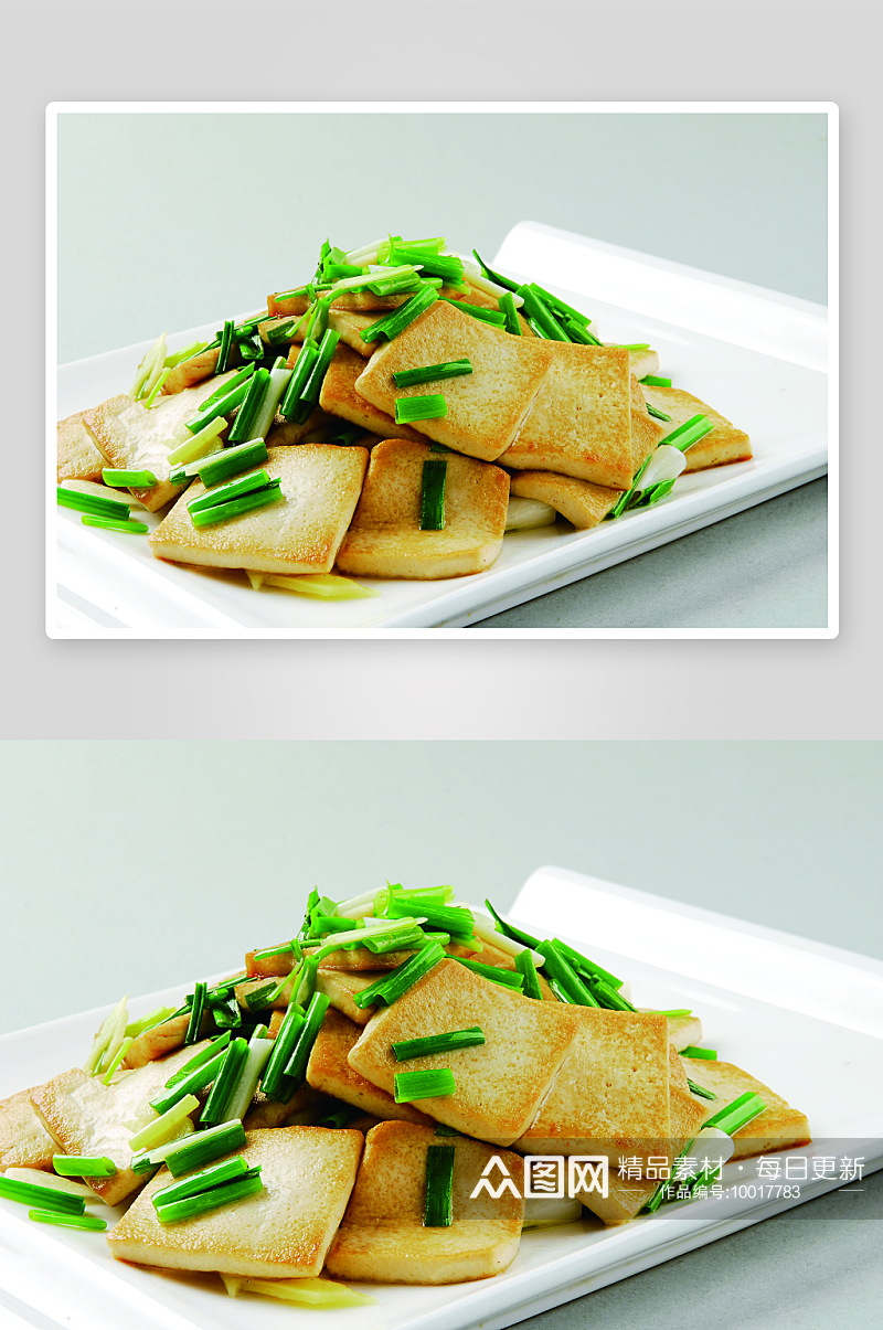 小香葱煎豆腐美食高清摄影图素材