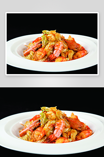 大虾炒白菜2美食高清摄影图