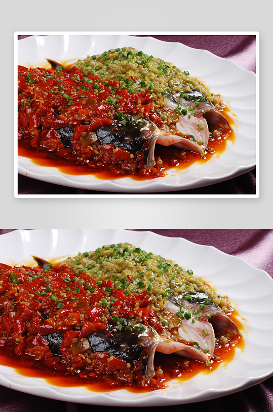雙椒水庫魚頭美食高清攝影圖
