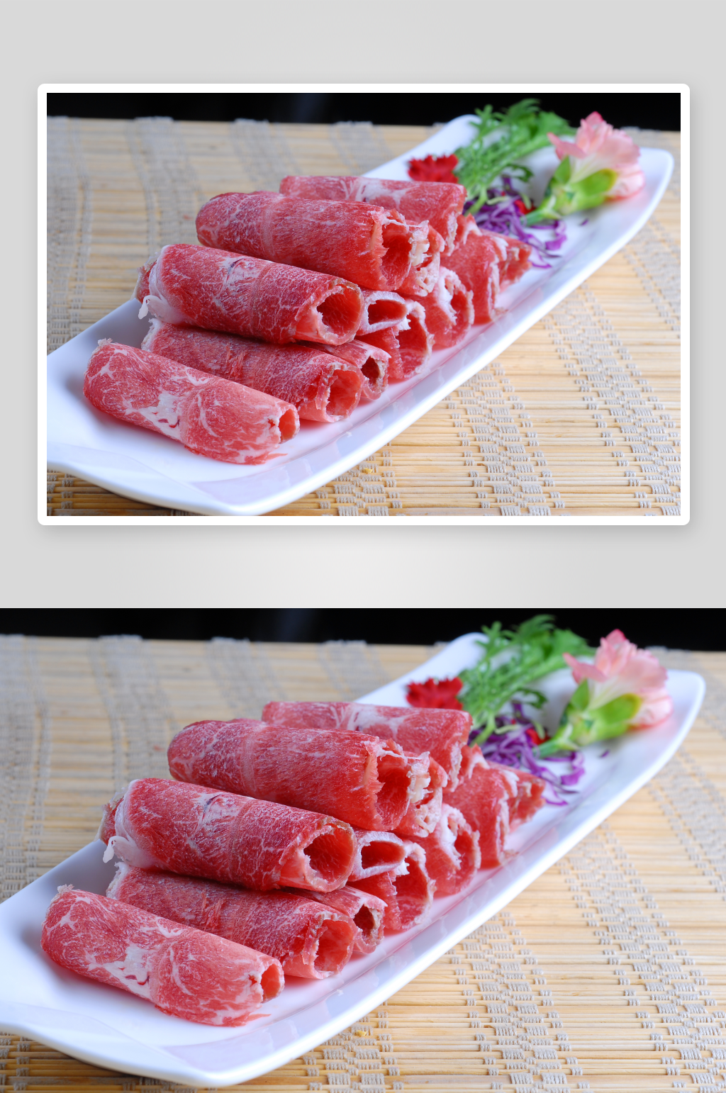进口三筋牛肉火锅配菜摄影图素材