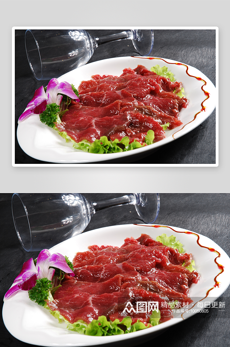 鲜牛肉火锅配菜摄影图素材