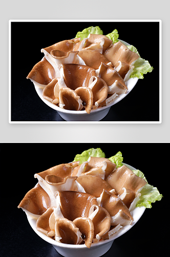 山珍菌类猪肚菇火锅配菜摄影图