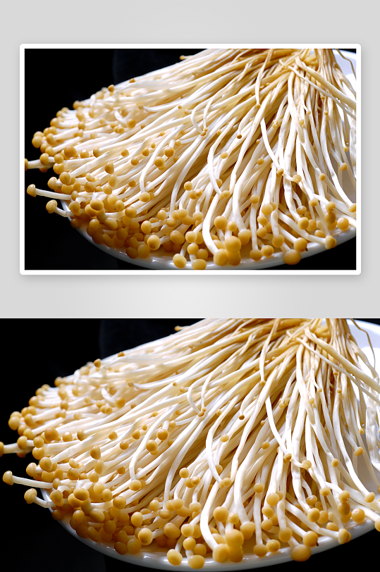 海鲜汤锅类金针菇火锅配菜摄影图