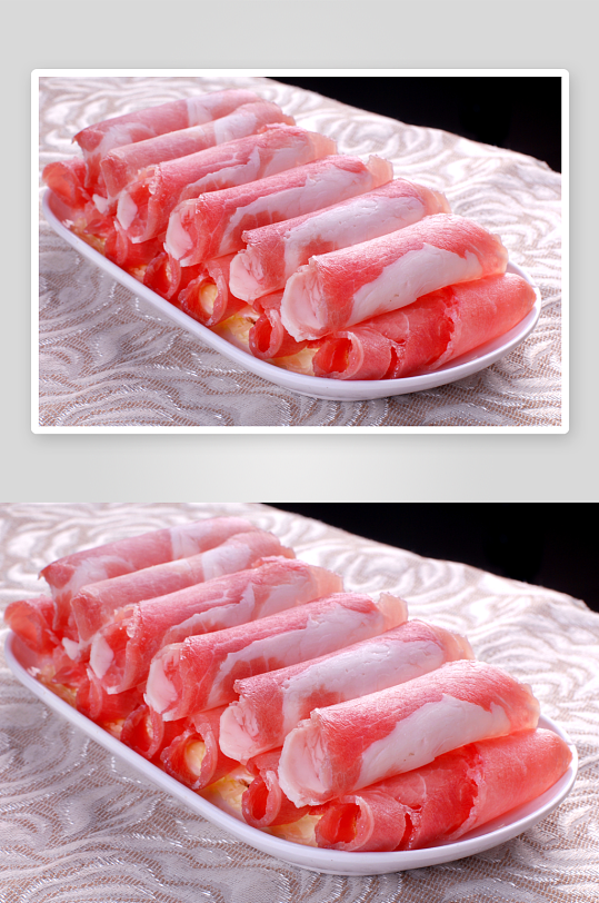 荤菜涮羊肉元份火锅配菜摄影图