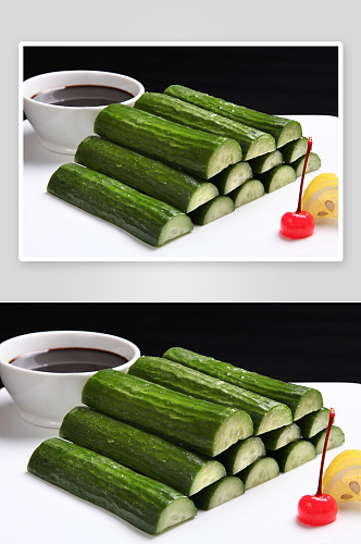 黄瓜仔蘸酱份凉菜美食摄影图