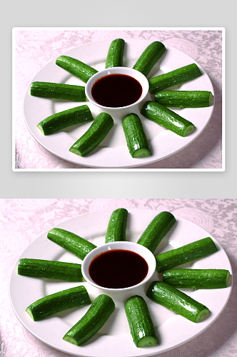 蘸酱小黄瓜凉菜美食摄影图