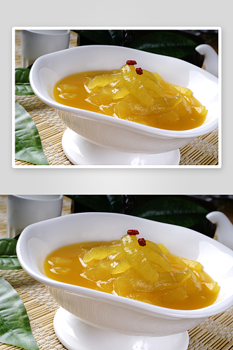 橙汁芦荟凉菜美食摄影图