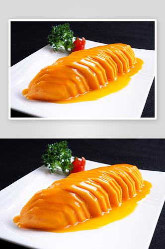 橙香木瓜凉菜美食摄影图