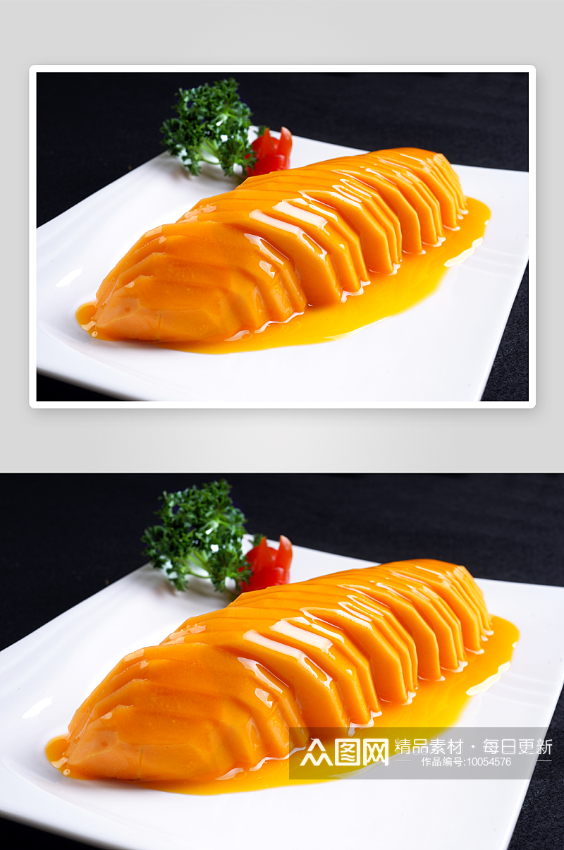 橙香木瓜凉菜美食摄影图素材