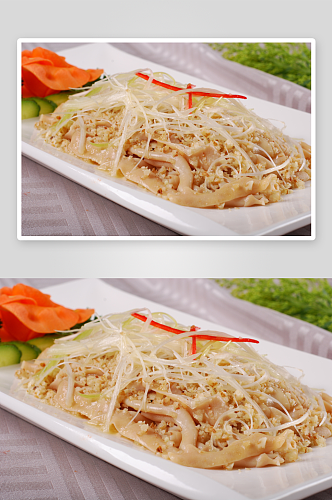 鲜沙姜狮头鹅肠元例凉菜美食摄影图