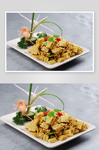 咖喱腐竹丁凉菜美食摄影图