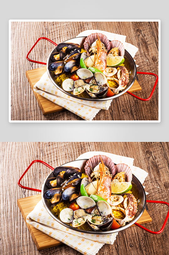 海鲜焗饭美食高清摄影图