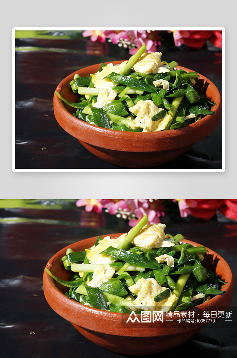 小碗蒸韭菜炒鸡蛋美食高清摄影图素材