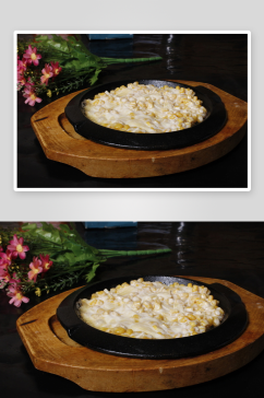铁板芝士玉米美食高清摄影图