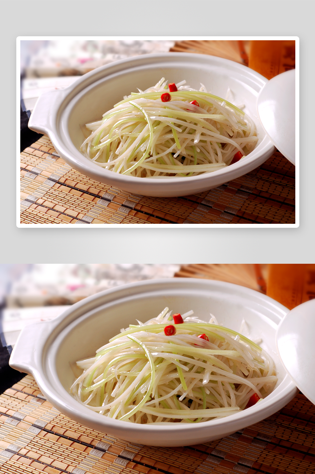 脆爽芹菜藕丝美食高清摄影图素材