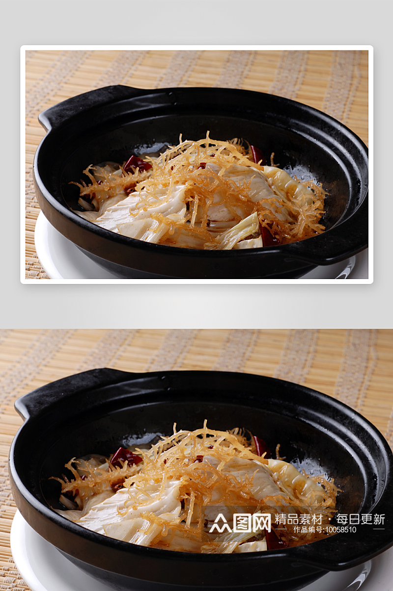 海石花炒包菜美食高清摄影图素材