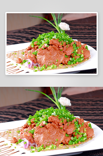 葱香鸵鸟肉美食高清摄影图