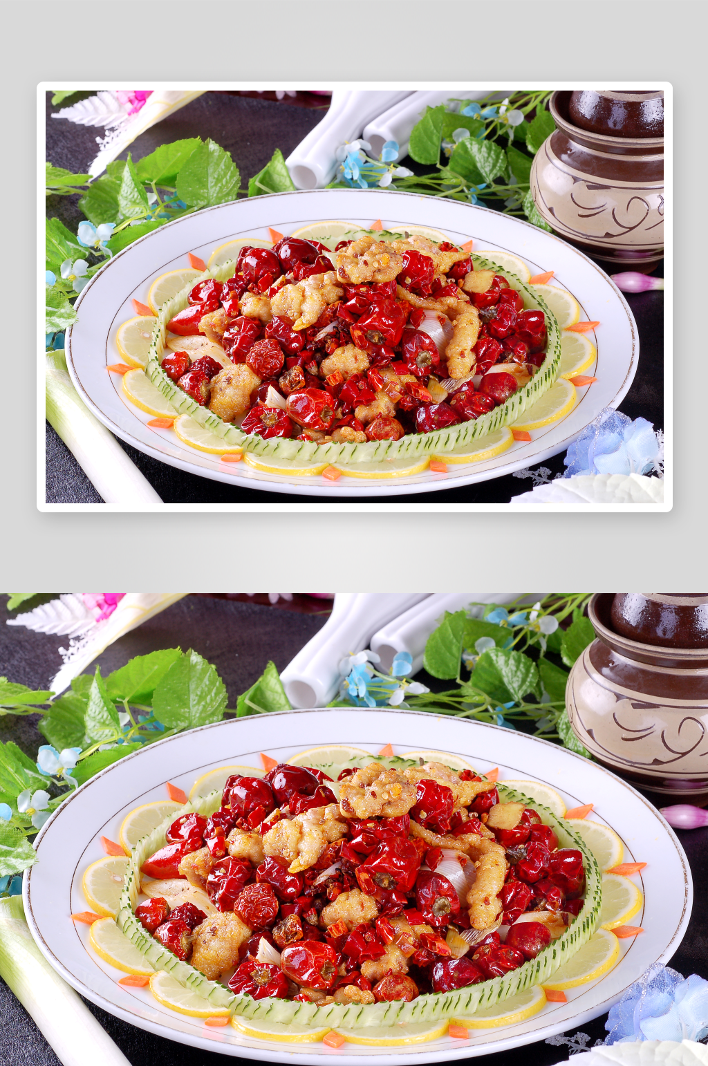 关公红袍鸡美食高清摄影图素材