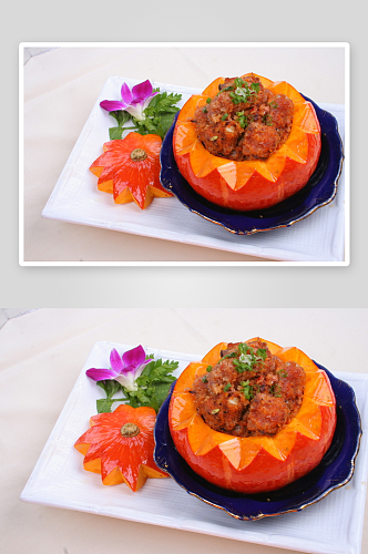 金瓜肉排美食高清摄影图