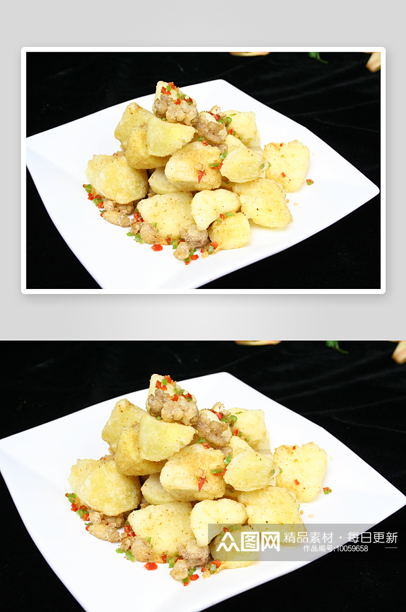 鱼籽焗日本土豆美食高清摄影图素材