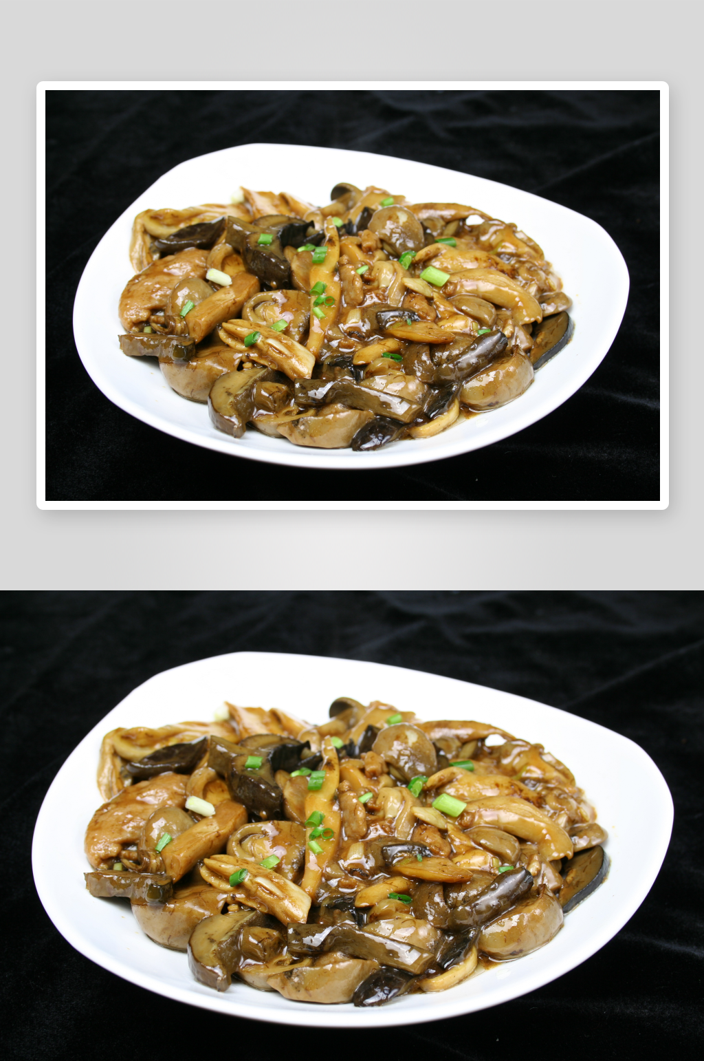 野山菌炒肉美食高清摄影图素材