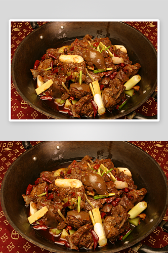 干锅狗肉美食高清摄影图